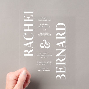 Invitations En Acrylique Mariage Transparent Gras Typographie Élégante