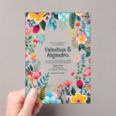 Invitations En Acrylique Mariage transparent mexicain Fleurs de Fiesta (In situ (ordinateur de poche))