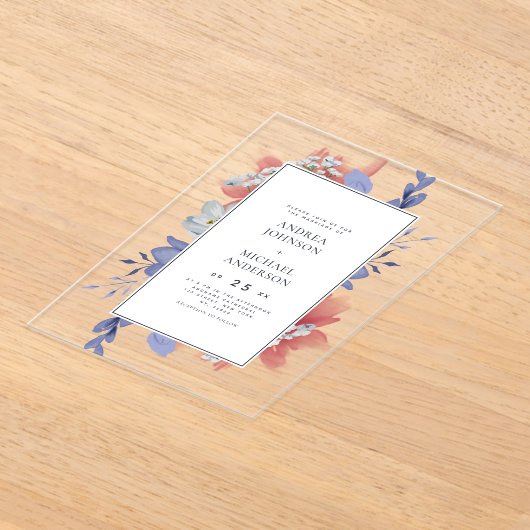 Invitations En Acrylique Mariage transparent peint à la main exotique (Poser)
