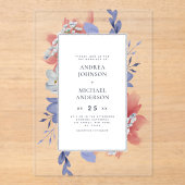 Invitations En Acrylique Mariage transparent peint à la main exotique (Recto)