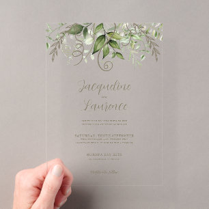 Invitations En Acrylique Mariage Tropical à l'Aquarelle
