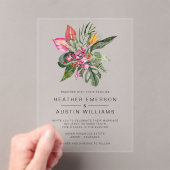 Invitations En Acrylique Mariage tropical coloré (In situ (ordinateur de poche))