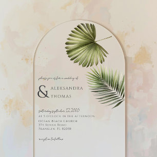Invitations En Acrylique Mariage tropical de destination d'été sous une arc