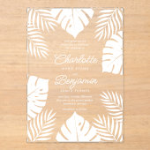 Invitations En Acrylique Mariage tropical de la Monstère blanche (Recto)