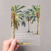 Invitations En Acrylique Mariage Tropical de Plage à l'Aquarelle (In situ (ordinateur de poche))