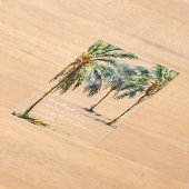 Invitations En Acrylique Mariage Tropical de Plage à l'Aquarelle (Poser)