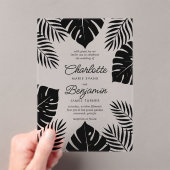 Invitations En Acrylique Mariage Tropical Monstera Noir (In situ (ordinateur de poche))