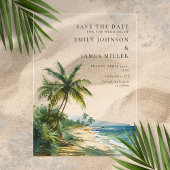 Invitations En Acrylique Mariage Tropical Palm Beach Enregistrer La Date