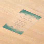 Invitations En Acrylique Mariage Turquoise de bordures d'aquarelle moderne (Poser)