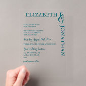 Invitations En Acrylique Mariage Typographie Moderne Sarcelle Foncé (In situ (ordinateur de poche))