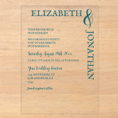 Invitations En Acrylique Mariage Typographie Moderne Sarcelle Foncé (Recto)