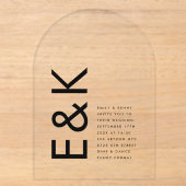 Invitations En Acrylique Mariage ultra moderne monogramme (Recto)