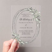 Invitations En Acrylique Mariage vert argent clair (In situ (ordinateur de poche))