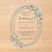 Invitations En Acrylique Mariage vert argent clair (Recto)