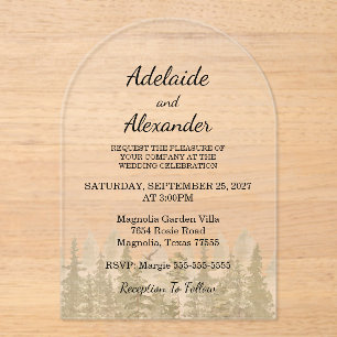 Invitations En Acrylique Mariage Vert Forêt Bois Rustique
