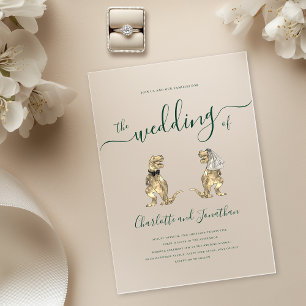 Invitations En Acrylique Mariage Vert sur le thème des dinosaures