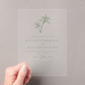 Invitations En Acrylique Mariage vert Tropical Beach Palm Tree Sage (In situ (ordinateur de poche))