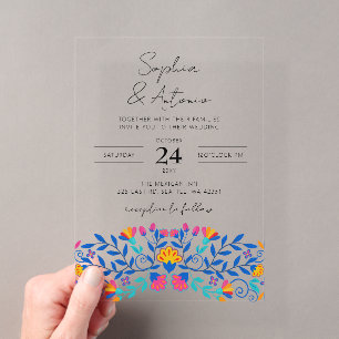 Invitations En Acrylique Mariage Vibrant Floral Fiesta Mexicain