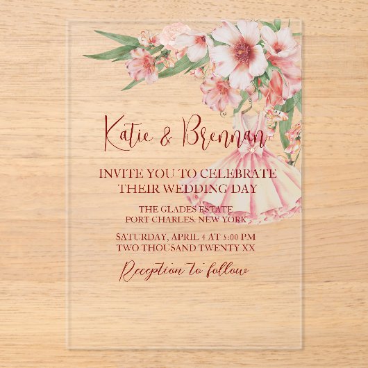 Invitations En Acrylique Mariage vintage (Recto)