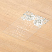 Invitations En Acrylique Mariage vintage de Roses blanches (Poser)
