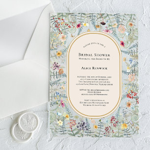 Invitations En Acrylique Mariage Vintage Fleur de Fougère Beige