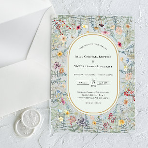 Invitations En Acrylique Mariage Vintage Fleur de Fougère Menthe Verte