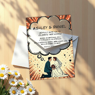 Invitations En Acrylique Mariage Vintage Rétro Pop Art BD Mariés