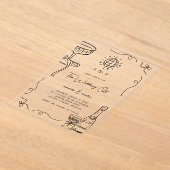 Invitations En Acrylique Mariage Whimsical Français Fun Monogramme main tir (Poser)