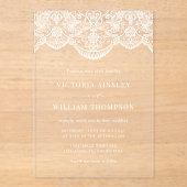 Invitations En Acrylique Mariage White Brocade Lace Garland (Recto)
