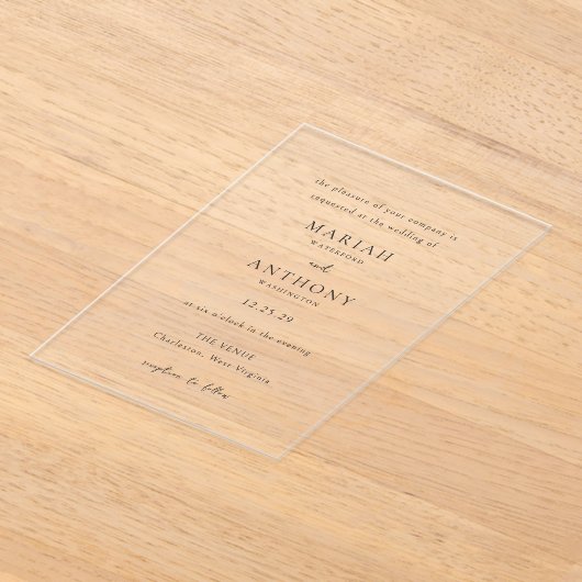 Invitations En Acrylique Mariah Minimal Mariage élégant (Poser)
