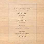 Invitations En Acrylique Mariah Minimal Mariage élégant (Recto)