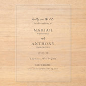Invitations En Acrylique Mariah minimal mariage élégant Enregistrer la date (Recto)