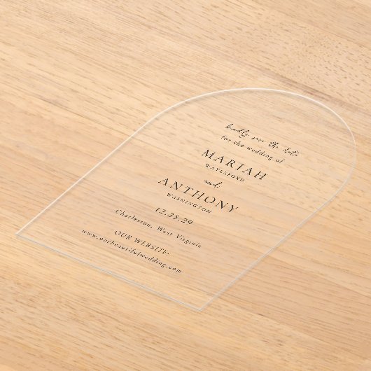 Invitations En Acrylique Mariah minimal mariage élégant Enregistrer la date (Poser)