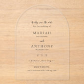 Invitations En Acrylique Mariah minimal mariage élégant Enregistrer la date (Recto)