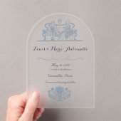 Invitations En Acrylique Marie Antoinette Rococo Dusty Mariage bleu (In situ (ordinateur de poche))