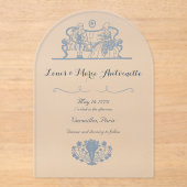 Invitations En Acrylique Marie Antoinette Rococo Dusty Mariage bleu (Recto)