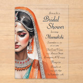 Invitations En Acrylique Mariée Dans La Fête des mariées Ethnique Indienne (Recto)