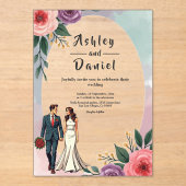 Invitations En Acrylique Mariée romantique et Mariage d'aquarelle de chambr (Recto)