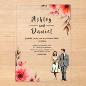 Invitations En Acrylique Mariée romantique et Mariage d'aquarelle de chambr (Recto)