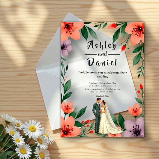 Invitations En Acrylique Mariée Romantique Et Salle Florale Mariage Jardin
