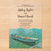 Invitations En Acrylique Marine Bateau Côtier Plage Destination Mariage (Recto)