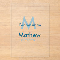 Marine bleu groomsman nom lettre date masculin par