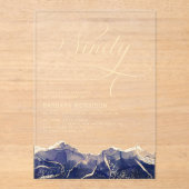 Invitations En Acrylique Marine Blue Gold Agate 90e 90e fête d'anniversaire (Recto)