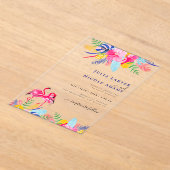 Invitations En Acrylique Marine Blue Rose Wild Rain Forest Mariage À feuill (Poser)