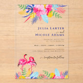 Invitations En Acrylique Marine Blue Rose Wild Rain Forest Mariage À feuill (Recto)