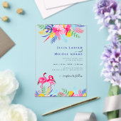 Invitations En Acrylique Marine Blue Rose Wild Rain Forest Mariage À feuill (Insitu (Mariage))