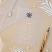 Invitations En Acrylique Marine Blue Snowflake Mariage hivernal transparent