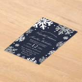 Invitations En Acrylique Marine Blue Snowflakes Mariage d'hiver (Poser)