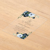 Invitations En Acrylique Marine branchée et mariage bleu clair (Poser)