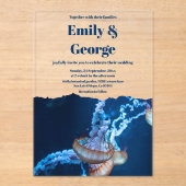 Invitations En Acrylique Marine sous la mer Jellyfish Beach Mariage côtier (Recto)